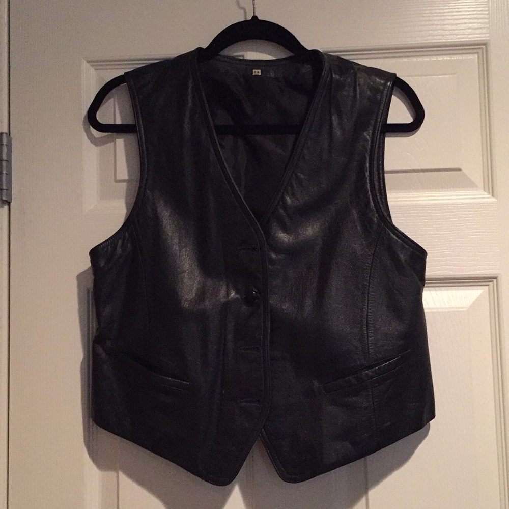 Black leather vest